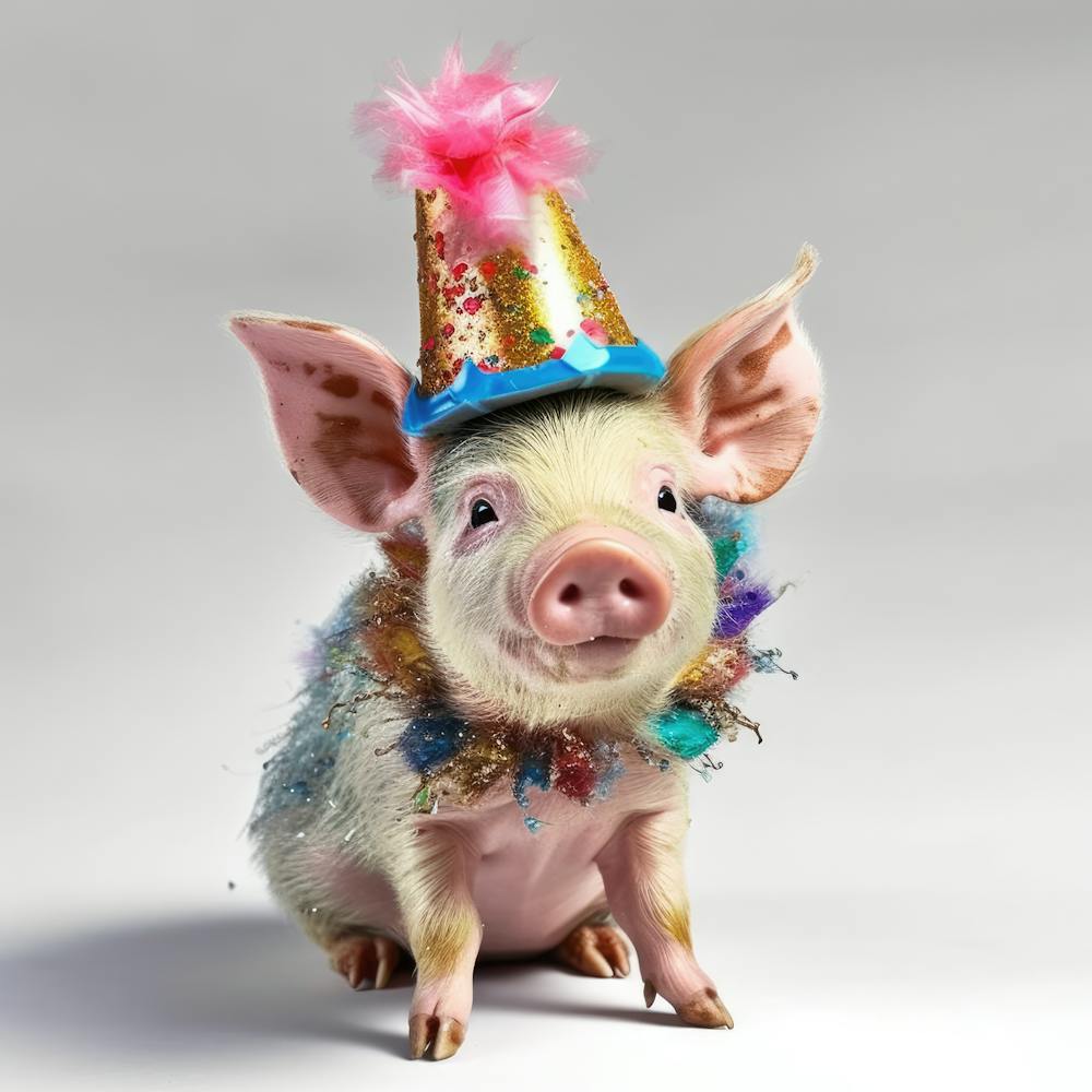 Schwein mit Partyhut 2