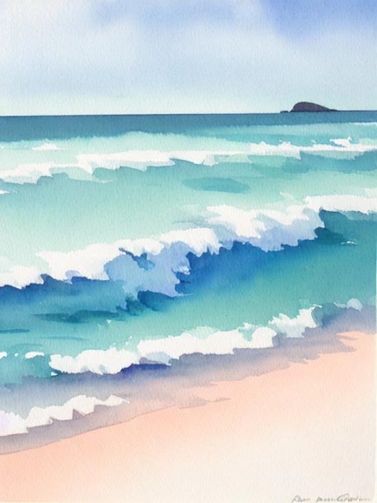 Noosa Main Beach 2, Australia Watercolour