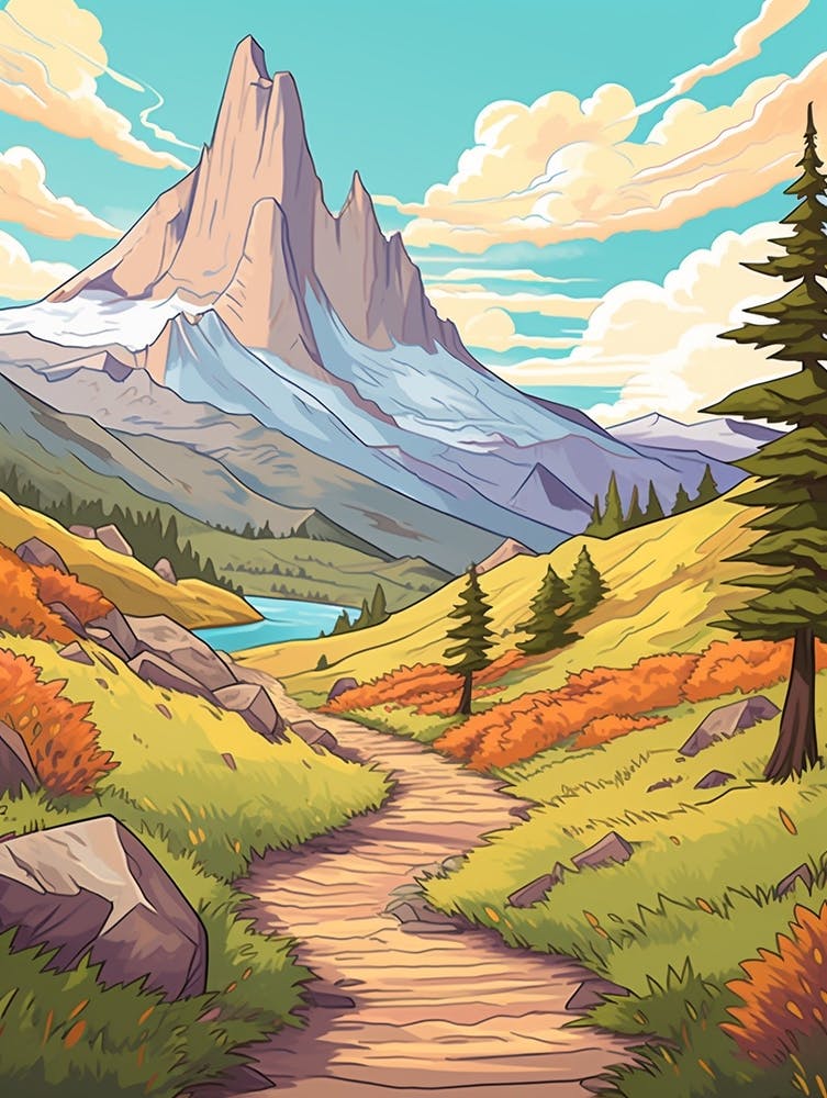 Torres Del Paine Circuit Chile 3 Hike Illustration