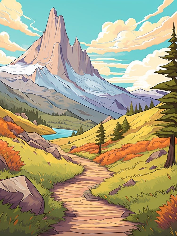 Torres Del Paine Circuit Chile 3 Hike Illustration