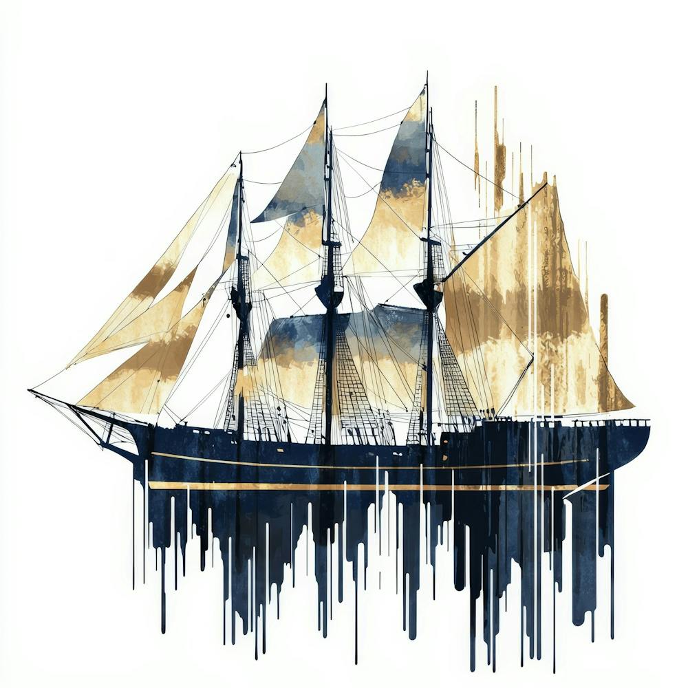 Color Drip Design A Grand Sailing Ship