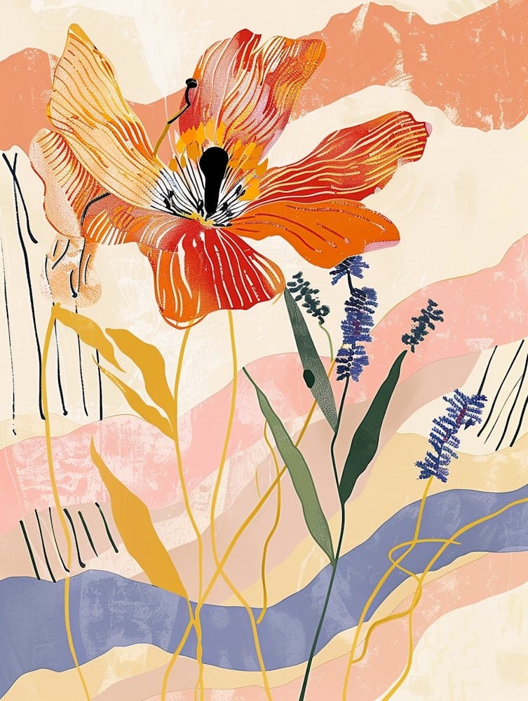 Colourful Flower Illustration Cosmos 1