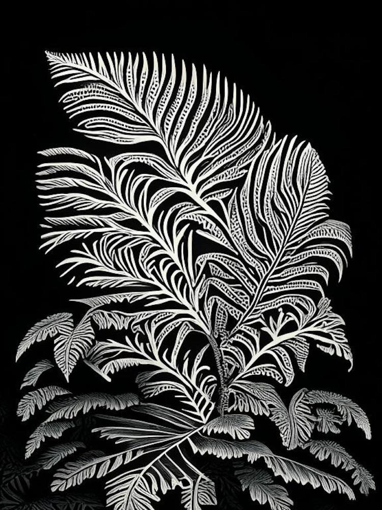 Crested Wood Fern Linocut
