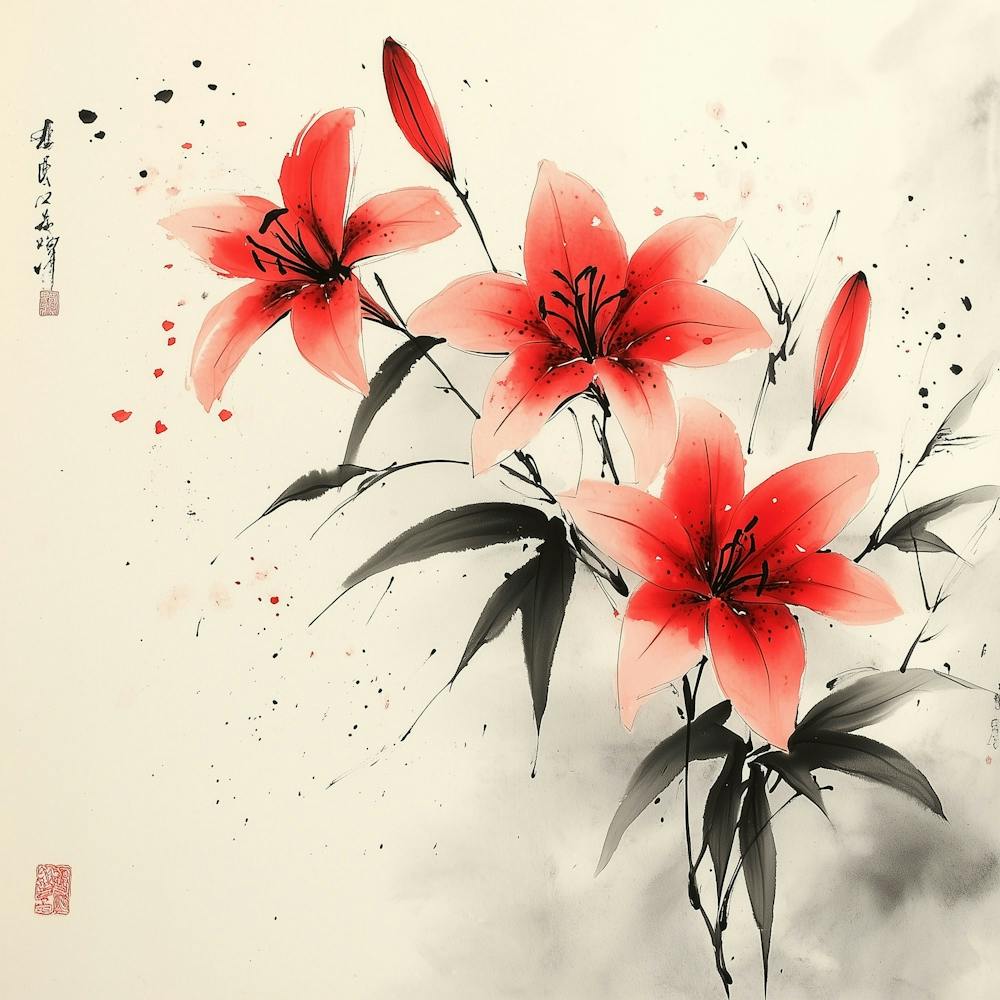 Many Lily Flower With Fluttering Petals Traditio