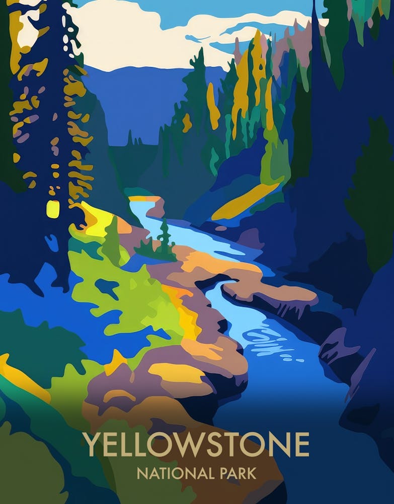 Yellowstone National Park Matisse-Stil Vintage-Reiseplakat 1