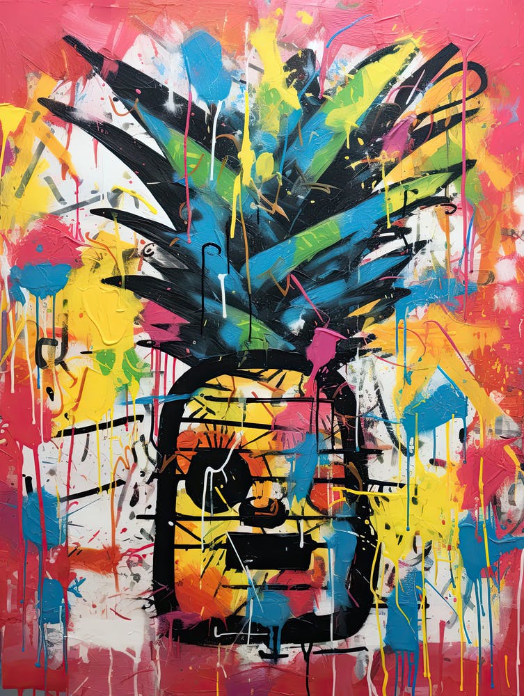 Pineapple in Basquiat Style