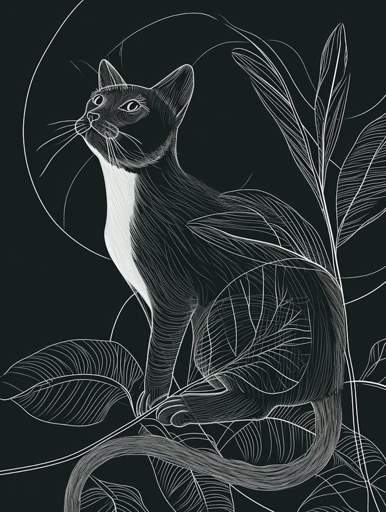 Tonkinese Cat Minimalist Illustration 4