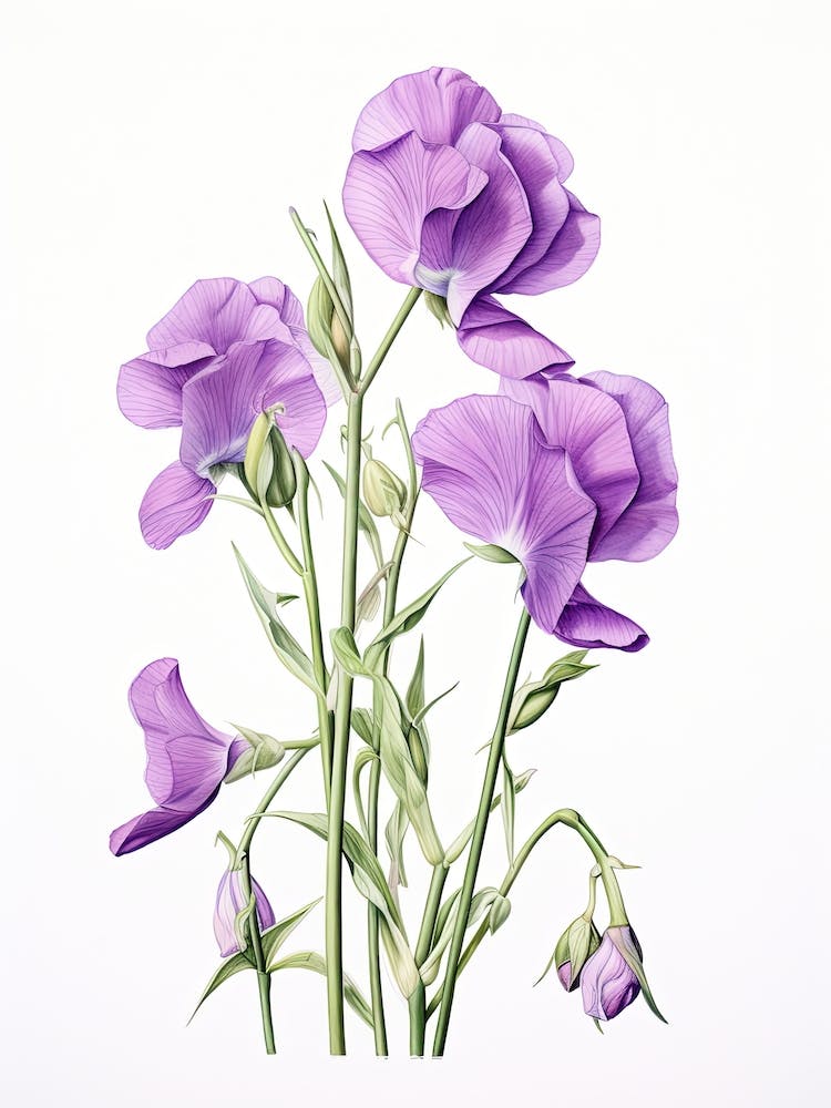 Sweet Peas Flower Vintage Botanical 0