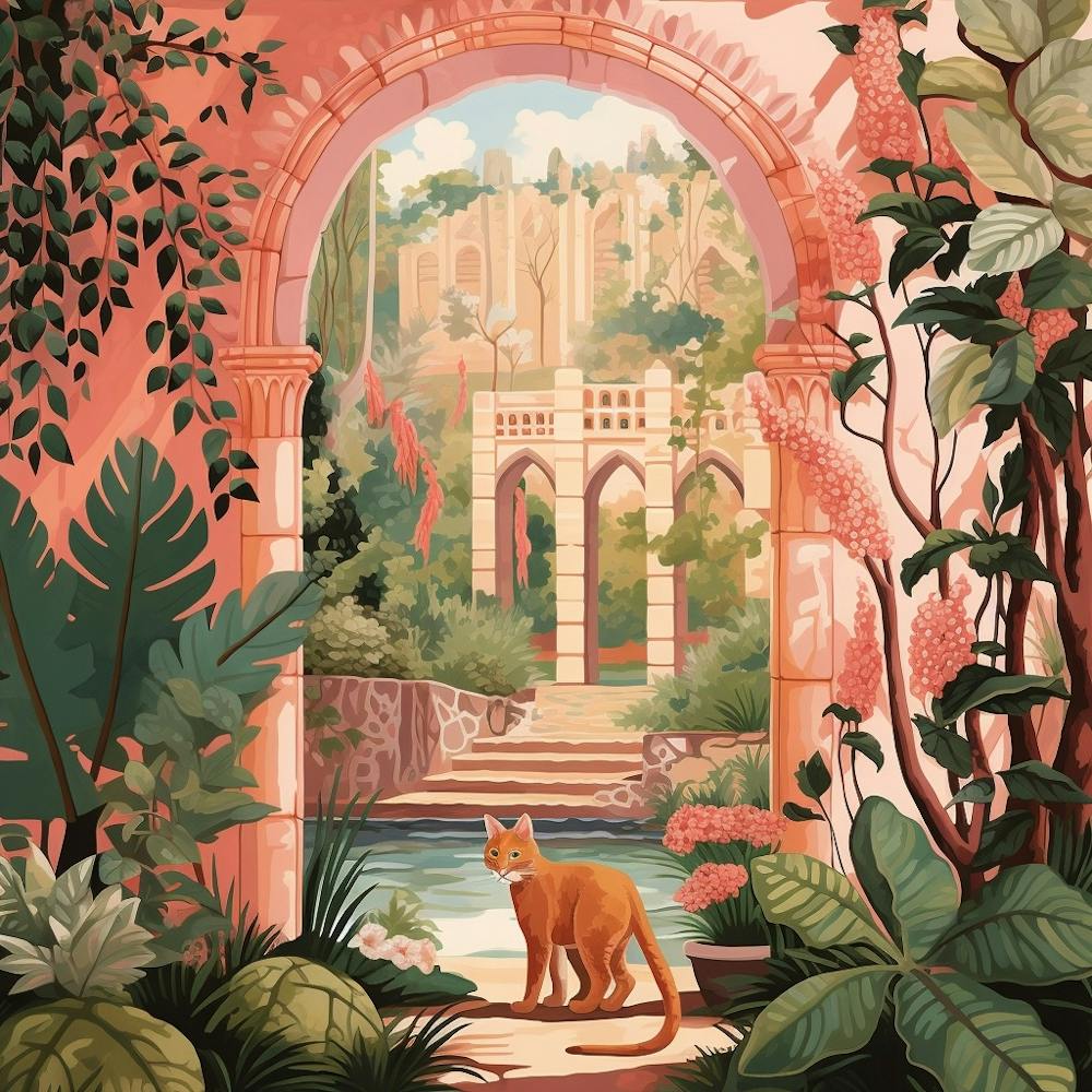 Jungle Cat 2 Pink Jungle Animal Portrait