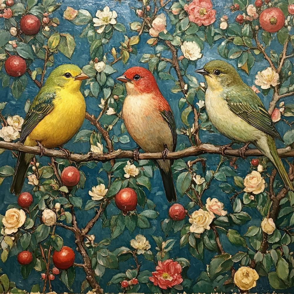 Birds On A Branch Art 4