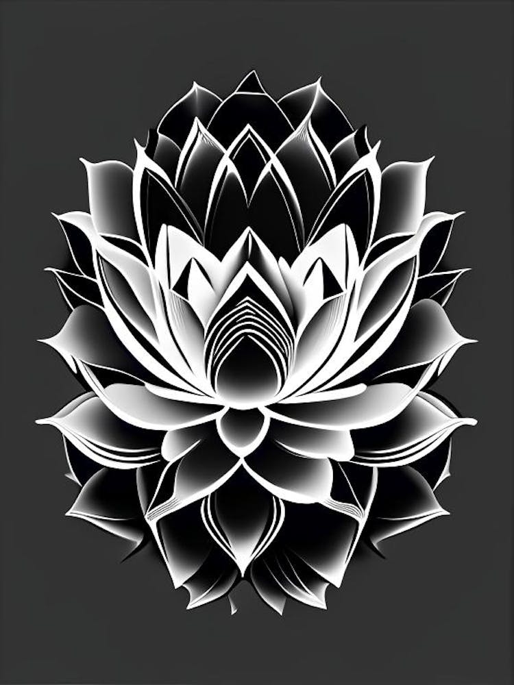 Lotus Flower Pattern Black And White Geometric 1