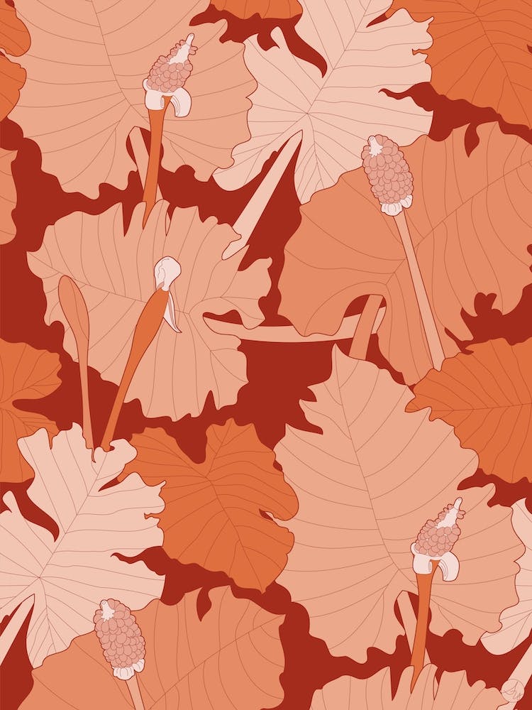 Orange Tropical Leaves