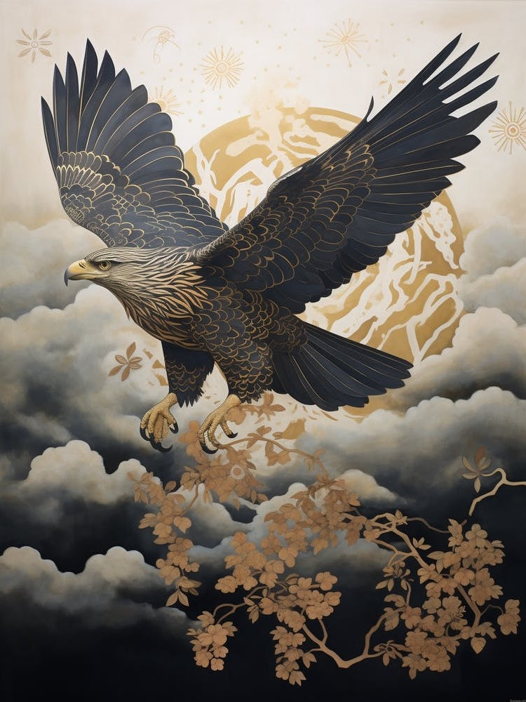 Hawk 3 Gold Detail Painting