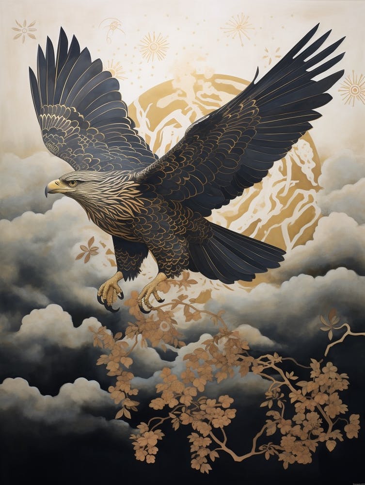 Hawk 3 Gold Detail Painting