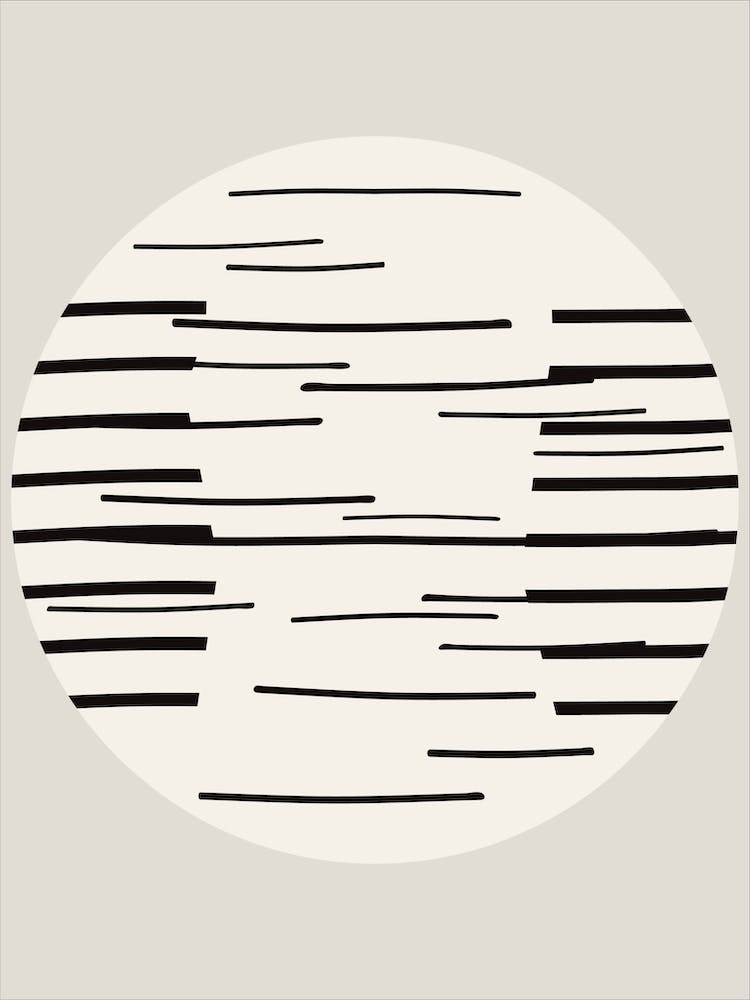 Abstract Moon On The Sea Black And Off White