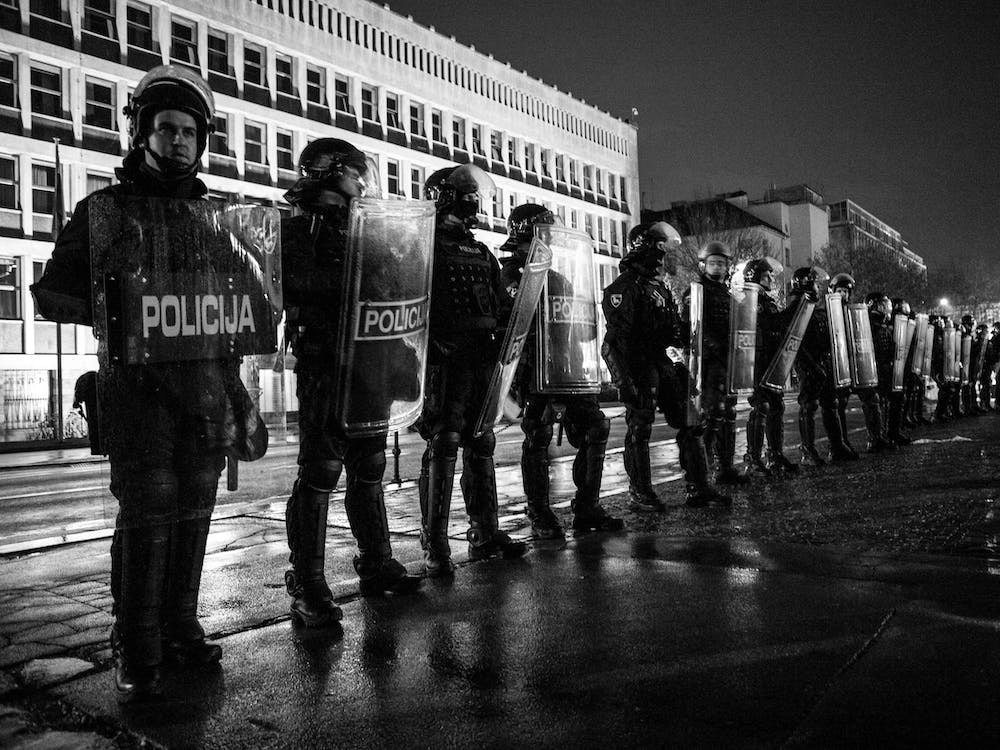 Riot Police In Stand Off