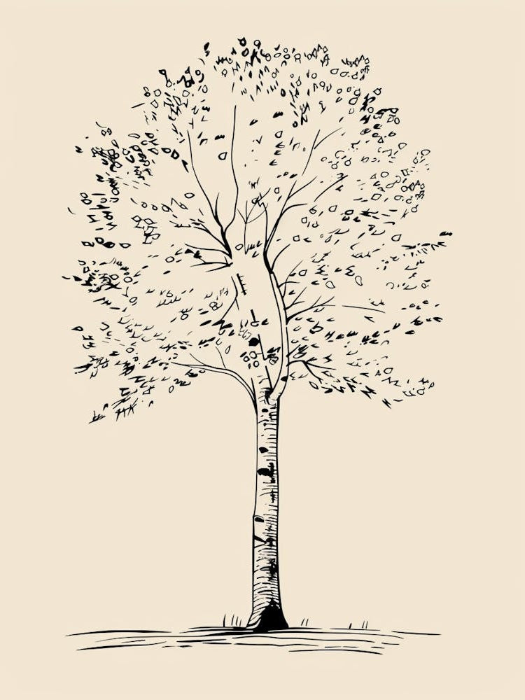 Birch Tree Minimalistic Drawing 4
