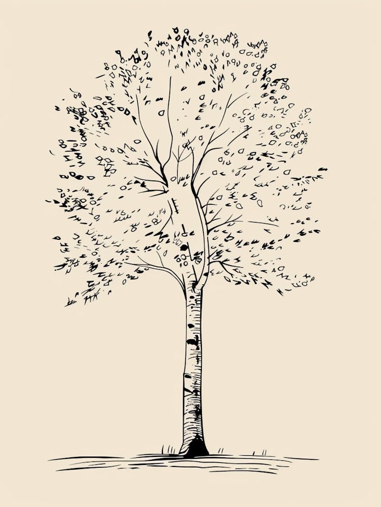Birch Tree Minimalistic Drawing 4