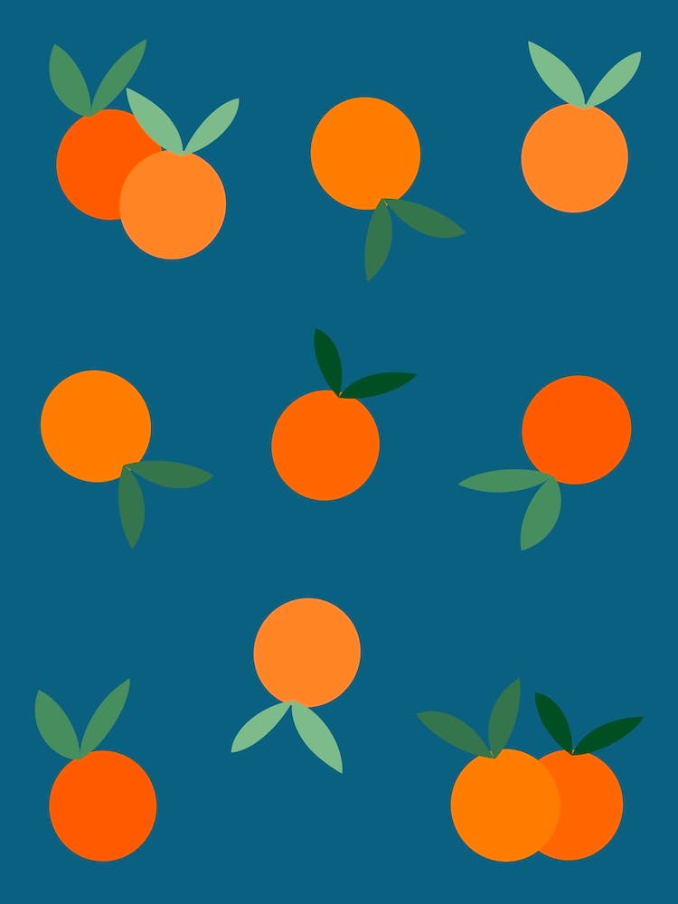 Oranges On A Blue Background