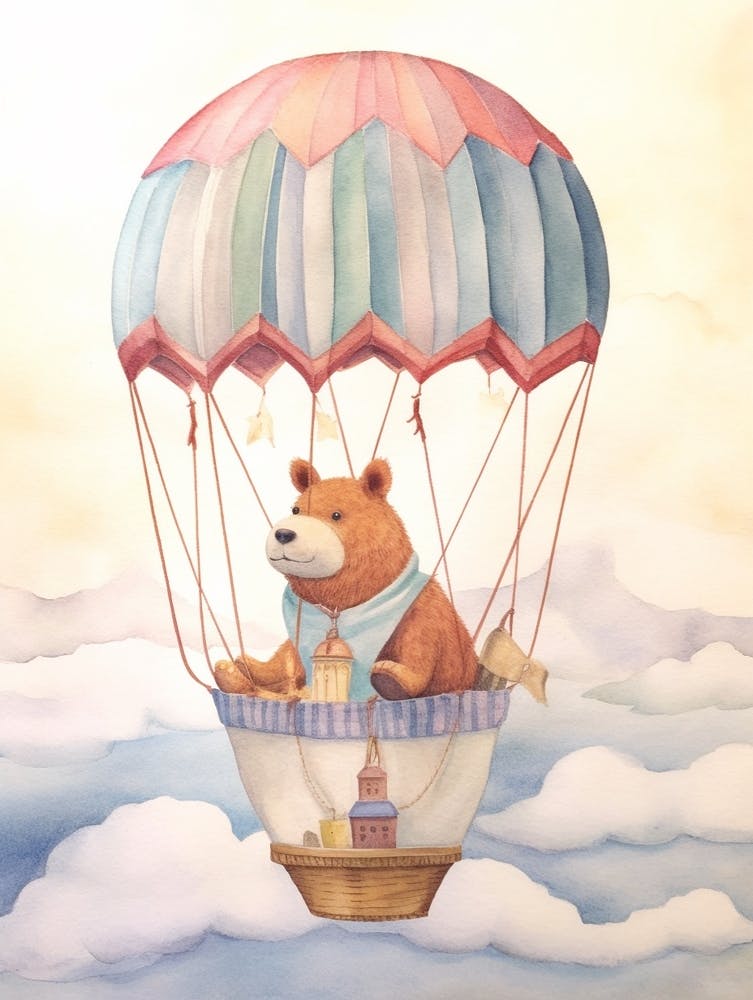 Baby Capybara 3 In A Hot Air Balloon