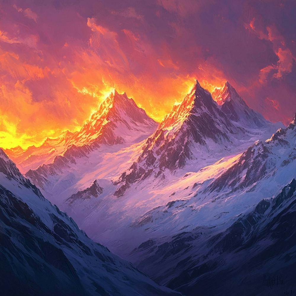 Dynamic Mountain Sunset Landscape 7
