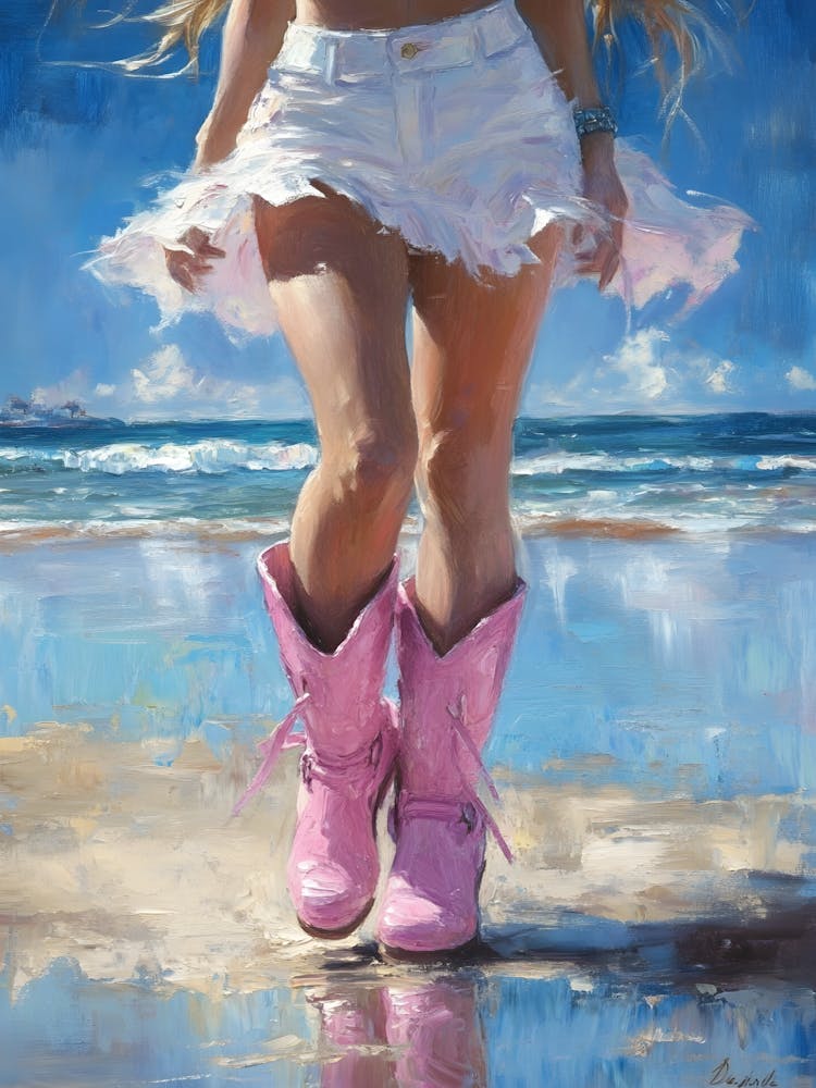 Pink Boots On The Beach