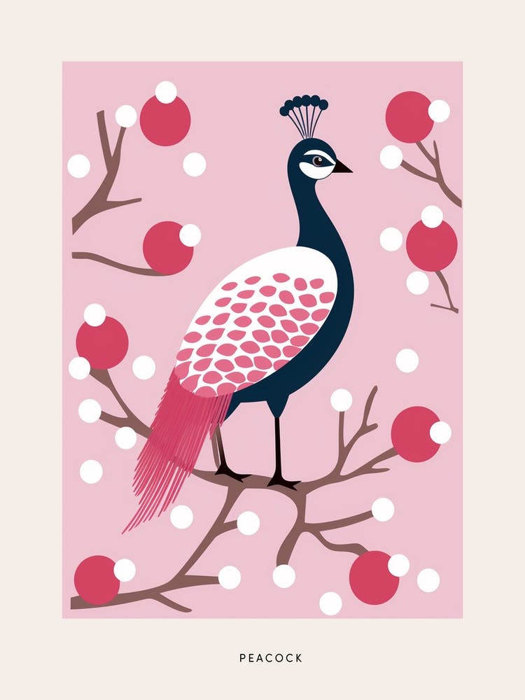 Minimalist Peacock 1 Bird Poster