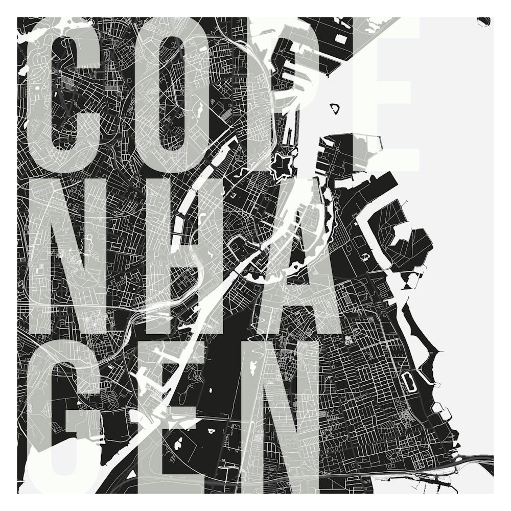 Copenhagen Mono Street Map Text Overlay Square