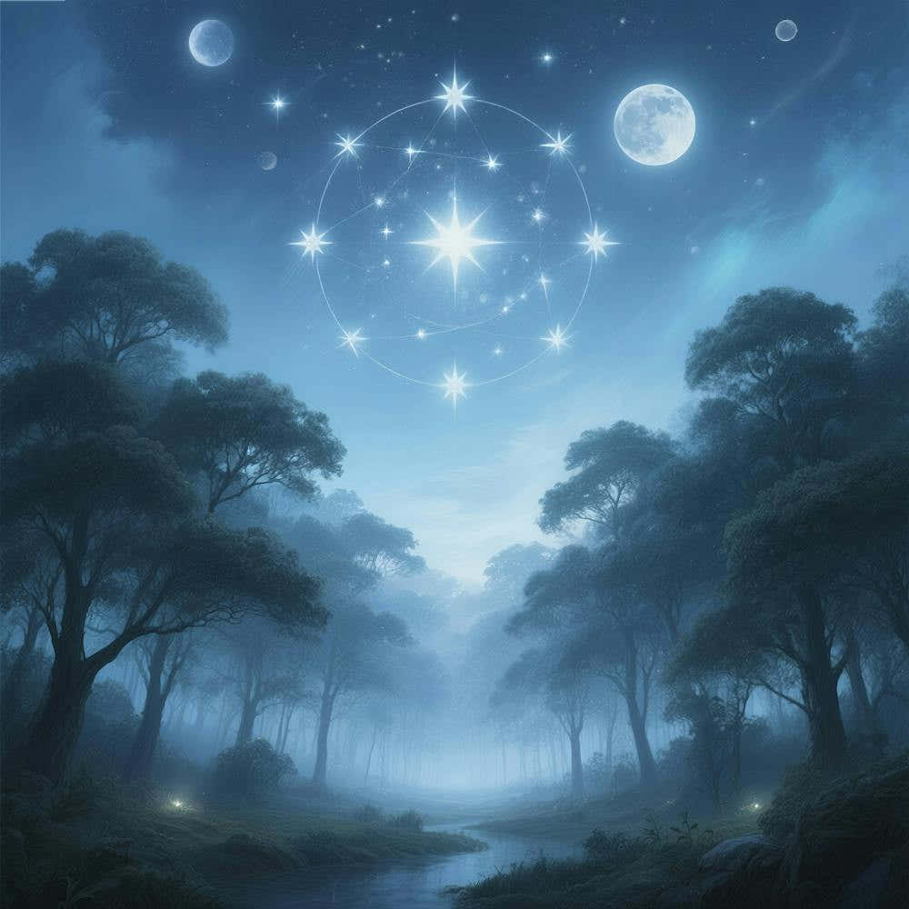 Moon And Stars In The Forest