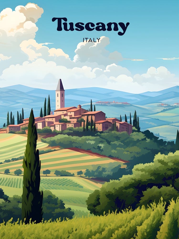 Tuscany Italy Vineyard Travel Art