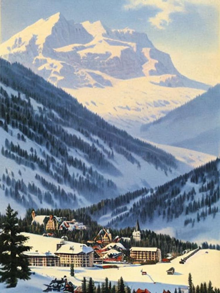Engelberg, Schweiz Skiresort Vintage Landschaft 3 Ski-Poster
