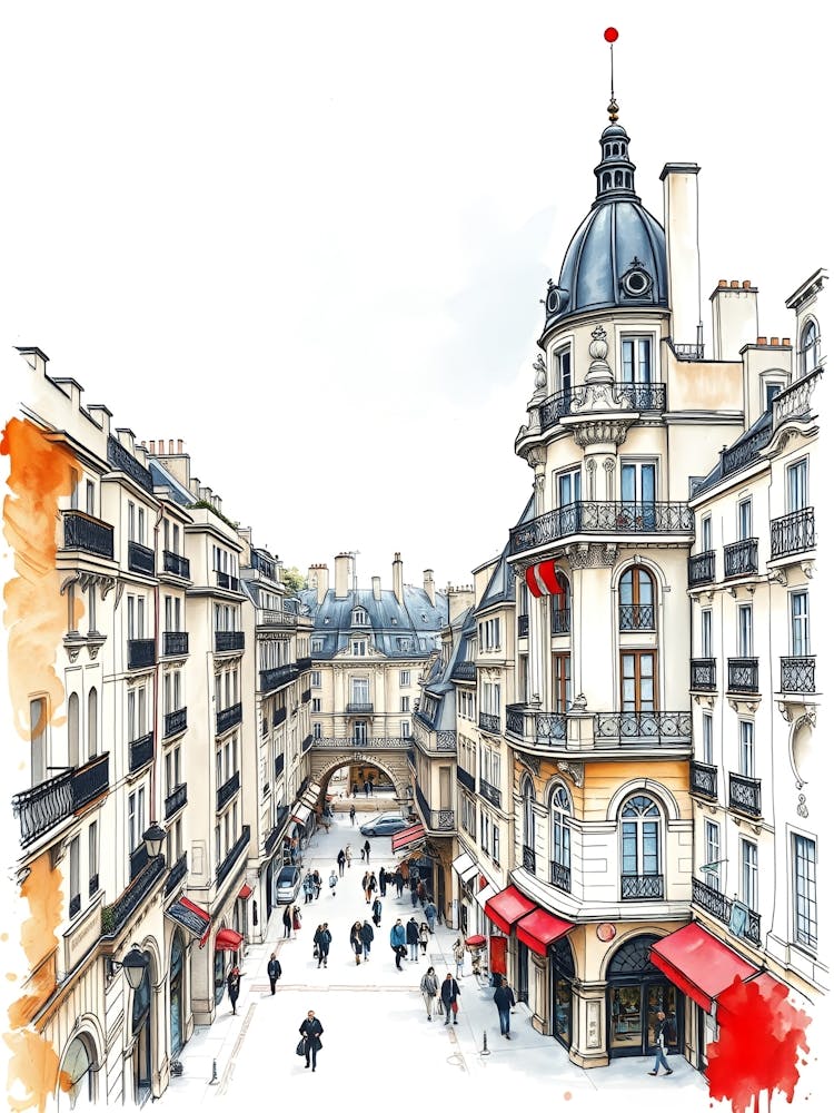 Paris Street In Watercolor