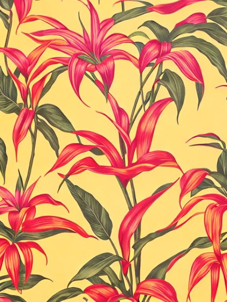 Heliconia Floral Print Warm Tones 2 Flower