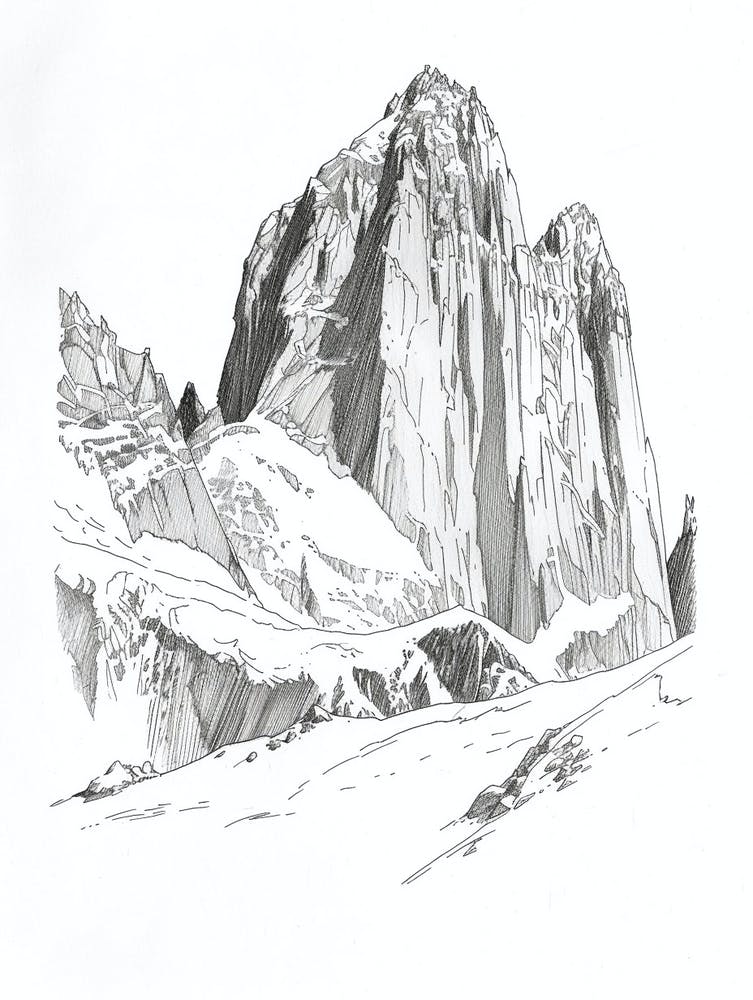 Cerro Torre Argentinachile Line Drawing 3