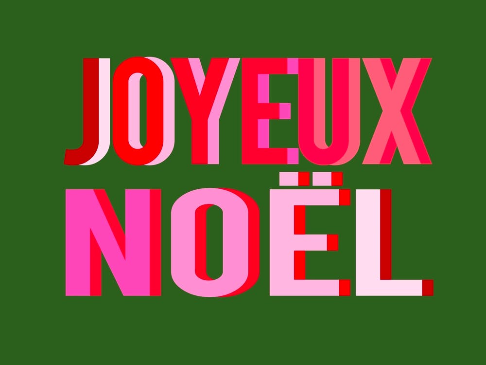 Joyeux Noel Pink, Red and Green