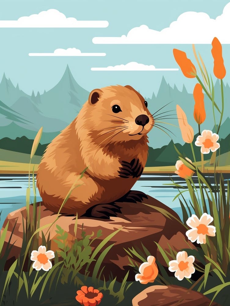 Baby Animal Illustration  Beaver 3