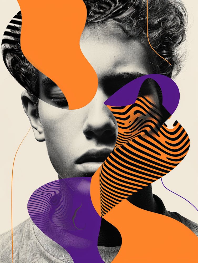 Faceless Male Orange and Purple 002