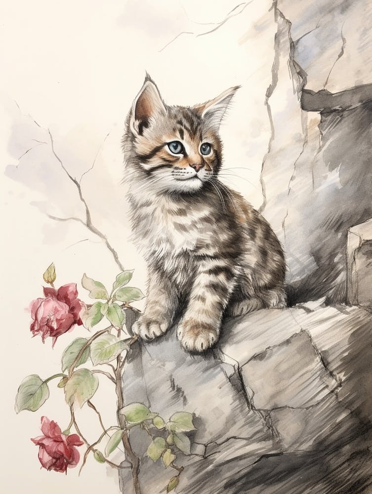 Storybook Animal Watercolour Bobcat 2
