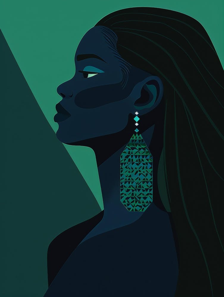 Illustration Of A Woman Wearing Earrings