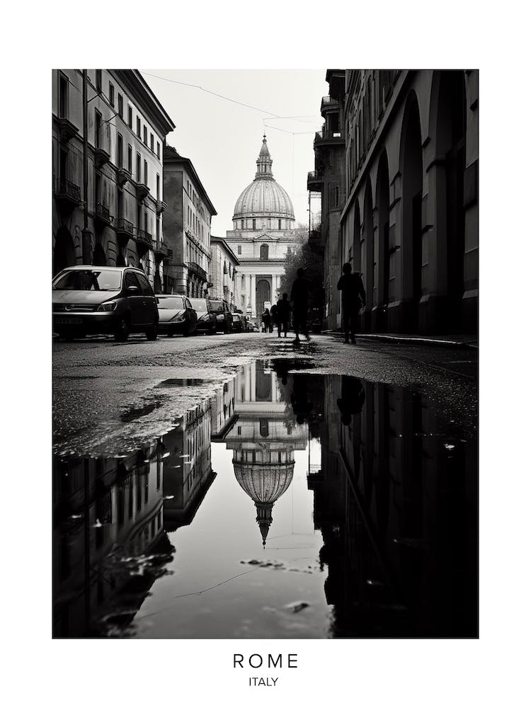 Poster Of Rome, Italy, Black And White Analogue Photography 1
