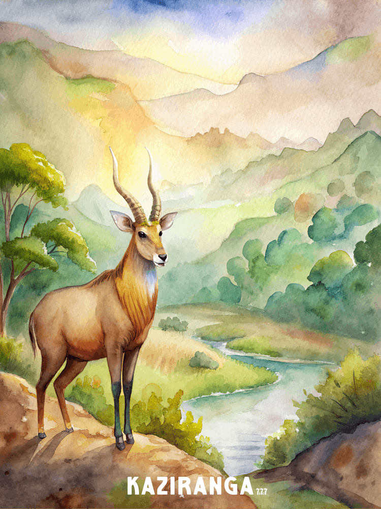 Kaziranga National Park Watercolor Painting