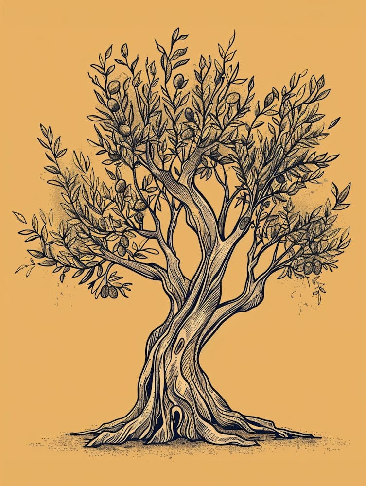 Olive Tree Minimalistic Drawing 4