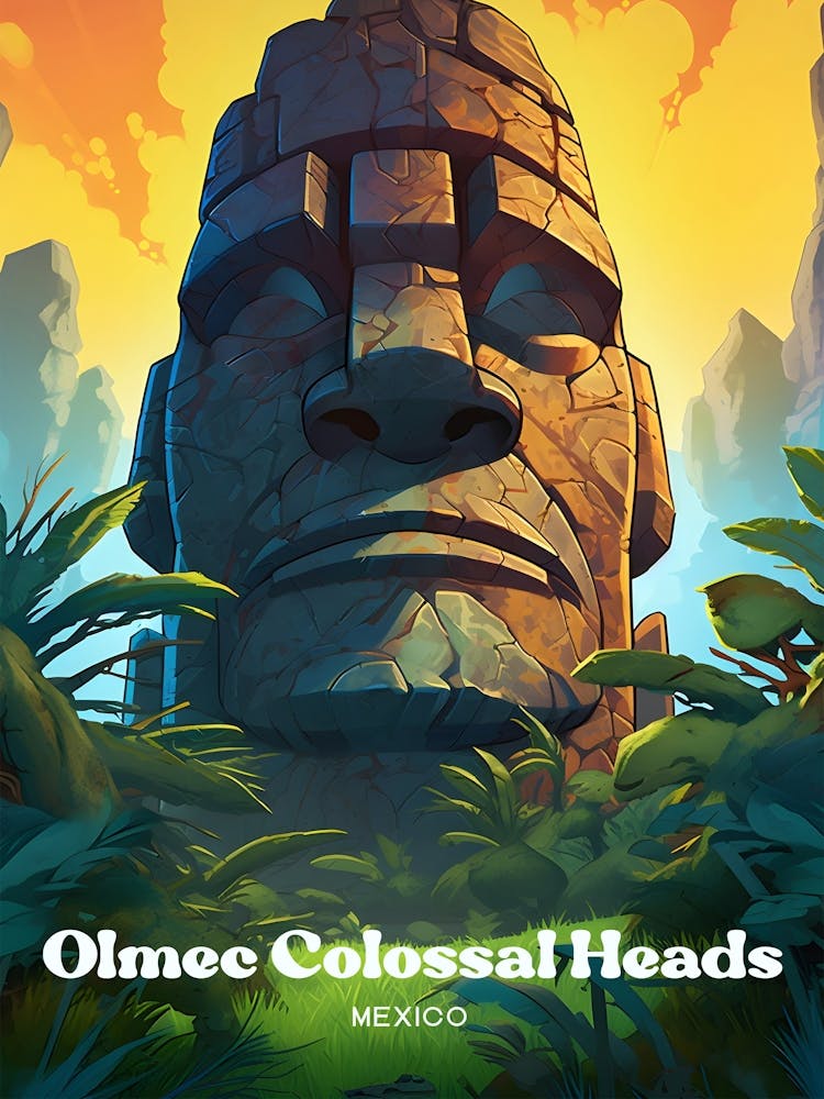 Olmec Colossal Heads Mexico Statue Travel Art