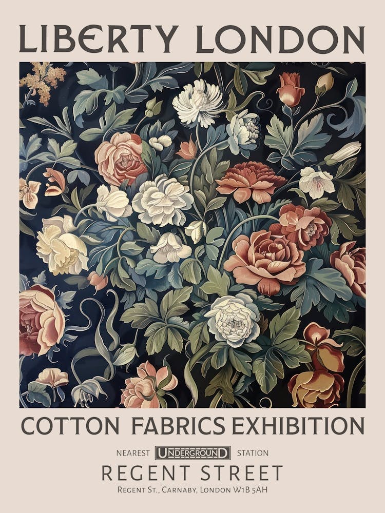 Liberty London Print William Morris Textiles William Morris White Red Roses