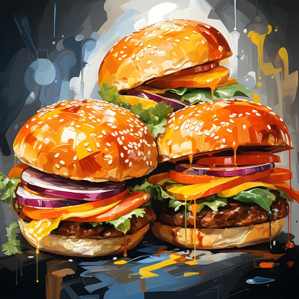Modern Burger Bliss Contemporary Art