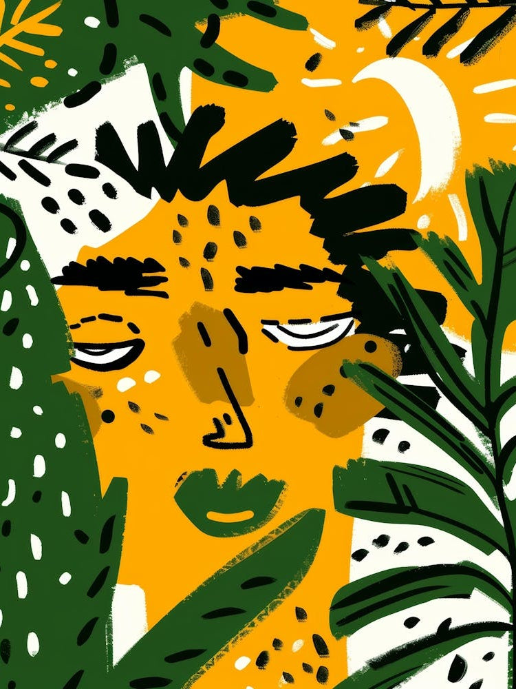 Illustration Of A Woman In The Jungle