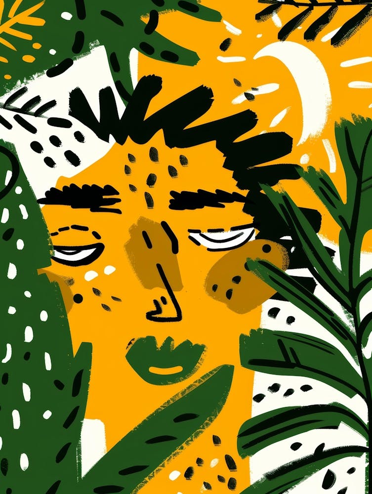 Illustration Of A Woman In The Jungle