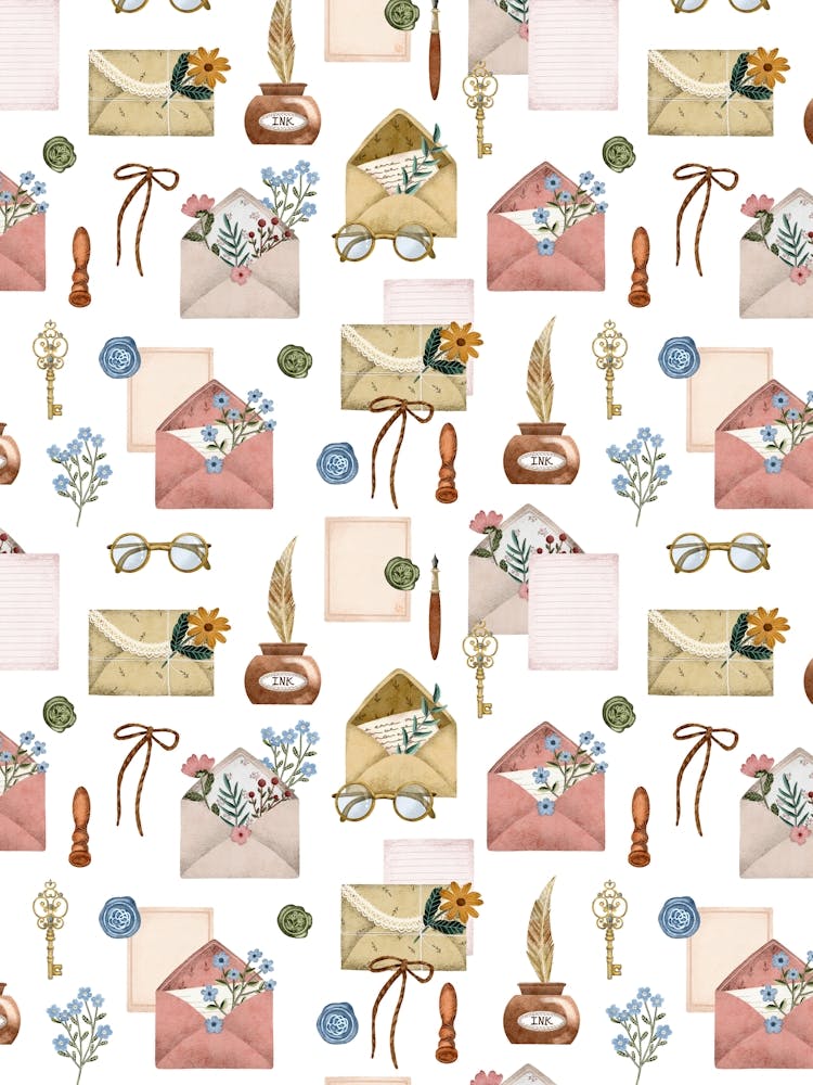 Vintage victorian era letters pattern