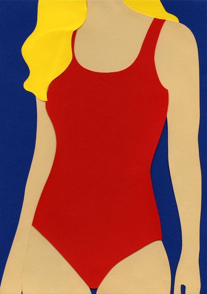 Red Swimsuit Blond Hair