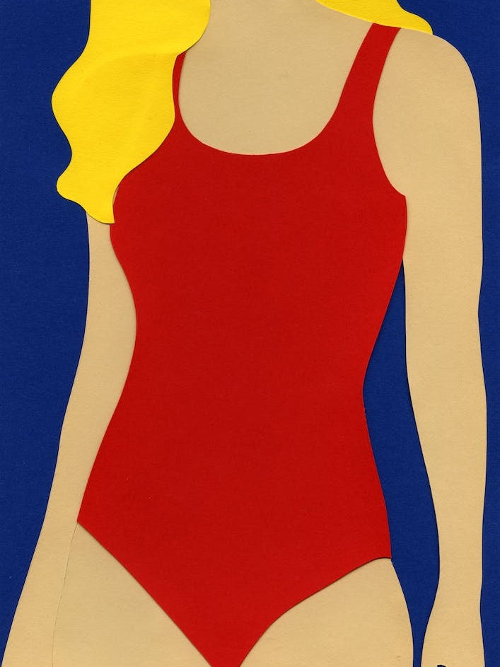 Red Swimsuit Blond Hair